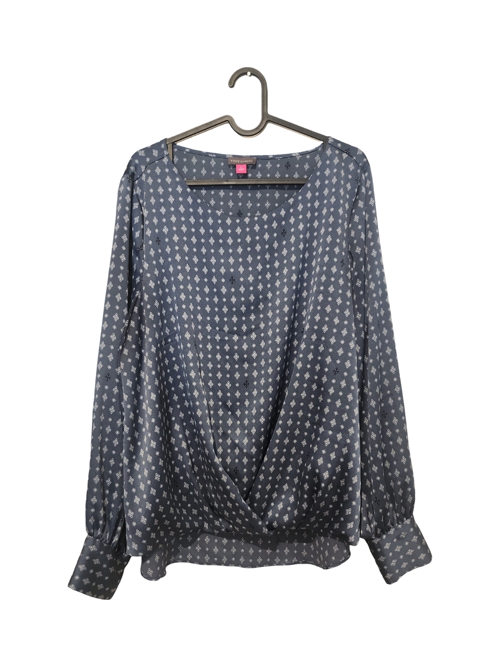 Vince Camuto Slate Blue Printed Long-Sleeve Blouse